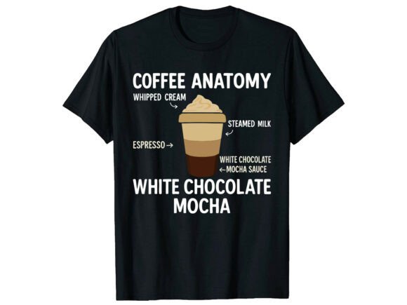 Coffee Anatomy White Mocha Lover T-Shirt Graphics