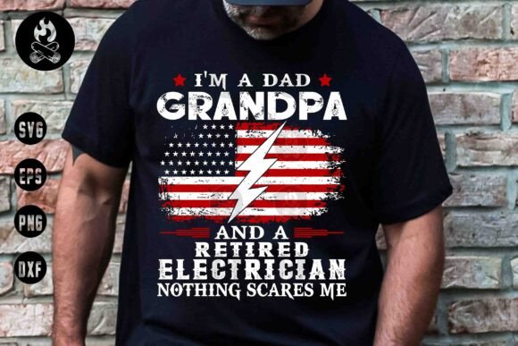 Dad Grandpa Retired Electrician SVG Graphics