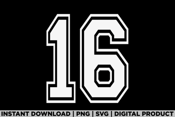 Number 16 Birthday Varsity Sports Team Graphics