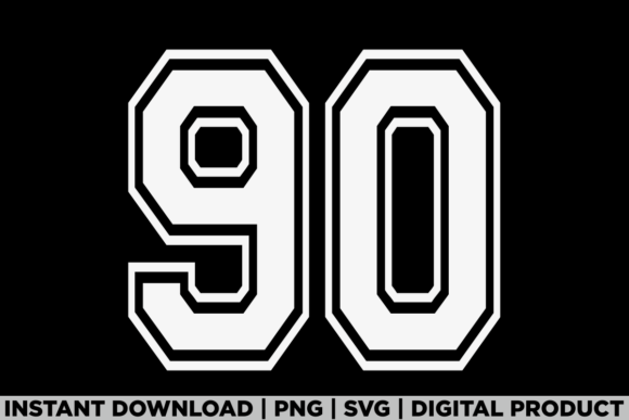 Number 90 Birthday Varsity Sports Team Graphics